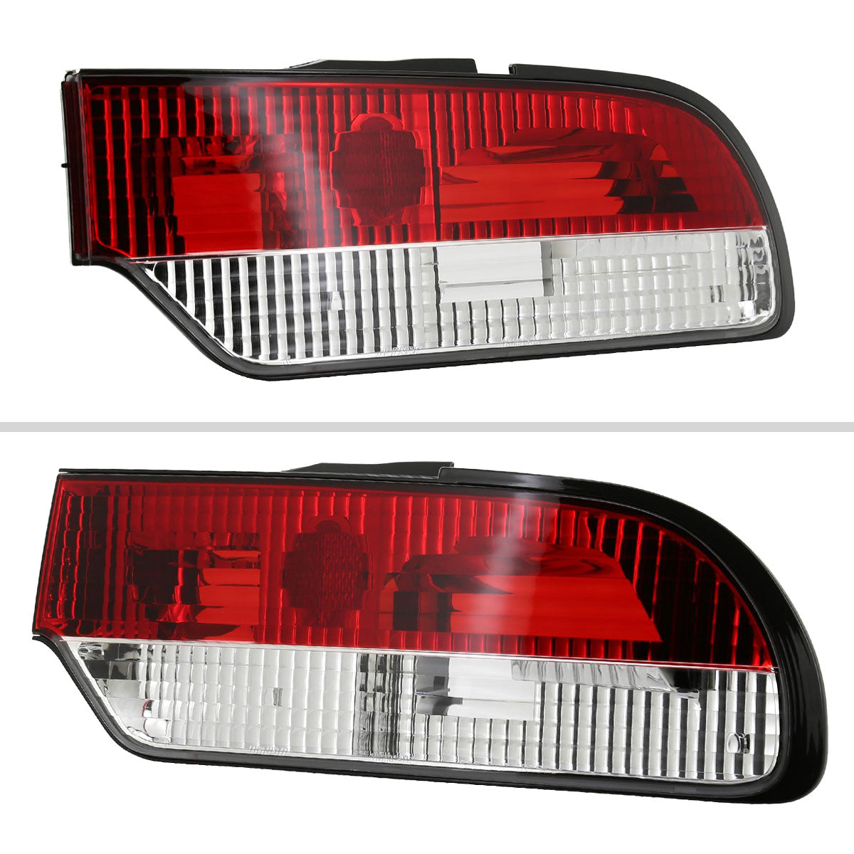 1989-1994 Nissan 240SX S13 Hatchback Tail Lights (Chrome Housing/Red Clear Lens)