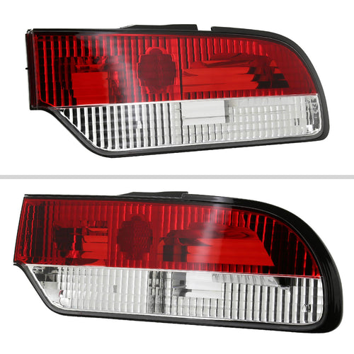 1989-1994 Nissan 240SX S13 Hatchback Tail Lights (Chrome Housing/Red Clear Lens)