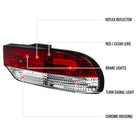 1989-1994 Nissan 240SX S13 Hatchback Tail Lights (Chrome Housing/Red Clear Lens)