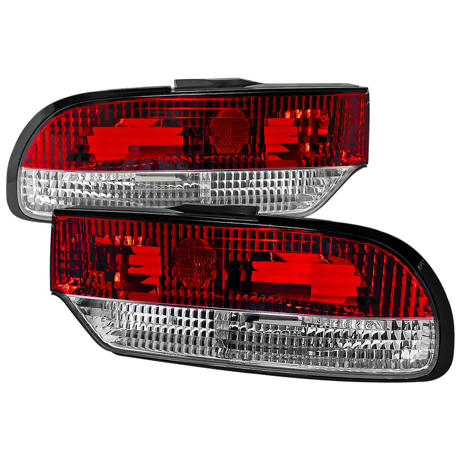 1989-1994 Nissan 240SX S13 Hatchback Tail Lights (Chrome Housing/Red Clear Lens)