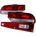 1989-1994 Nissan 240SX S13 Hatchback Tail Lights & Center Trunk Light (Chrome Housing/Red Clear Lens)