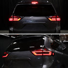 2011-2014 Toyota Sienna Full LED Tail Lights w/ Sequential Turn Signal and Startup Animation Red Lens Fiber Optic LED (Black Housing / Smoked Lens)