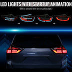 2011-2014 Toyota Sienna Full LED Tail Lights w/ Sequential Turn Signal and Startup Animation Red Lens Fiber Optic LED (Black Housing / Smoked Lens)