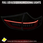 2015-2020 Toyota Sienna Full LED Tail Lights w/ Sequential Turn Signal and Startup Animation Red Lens Fiber Optic LED (Jet Black Housing / Clear Lens)