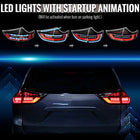 2015-2020 Toyota Sienna Full LED Tail Lights w/ Sequential Turn Signal and Startup Animation Red Lens Fiber Optic LED (Jet Black Housing / Clear Lens)