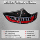 2015-2020 Toyota Sienna Full LED Tail Lights w/ Sequential Turn Signal and Startup Animation Red Lens Fiber Optic LED (Jet Black Housing / Clear Lens)