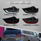 2015-2020 Toyota Sienna Full LED Tail Lights w/ Sequential Turn Signal and Startup Animation Red Lens Fiber Optic LED (Black Housing / Smoked Lens)