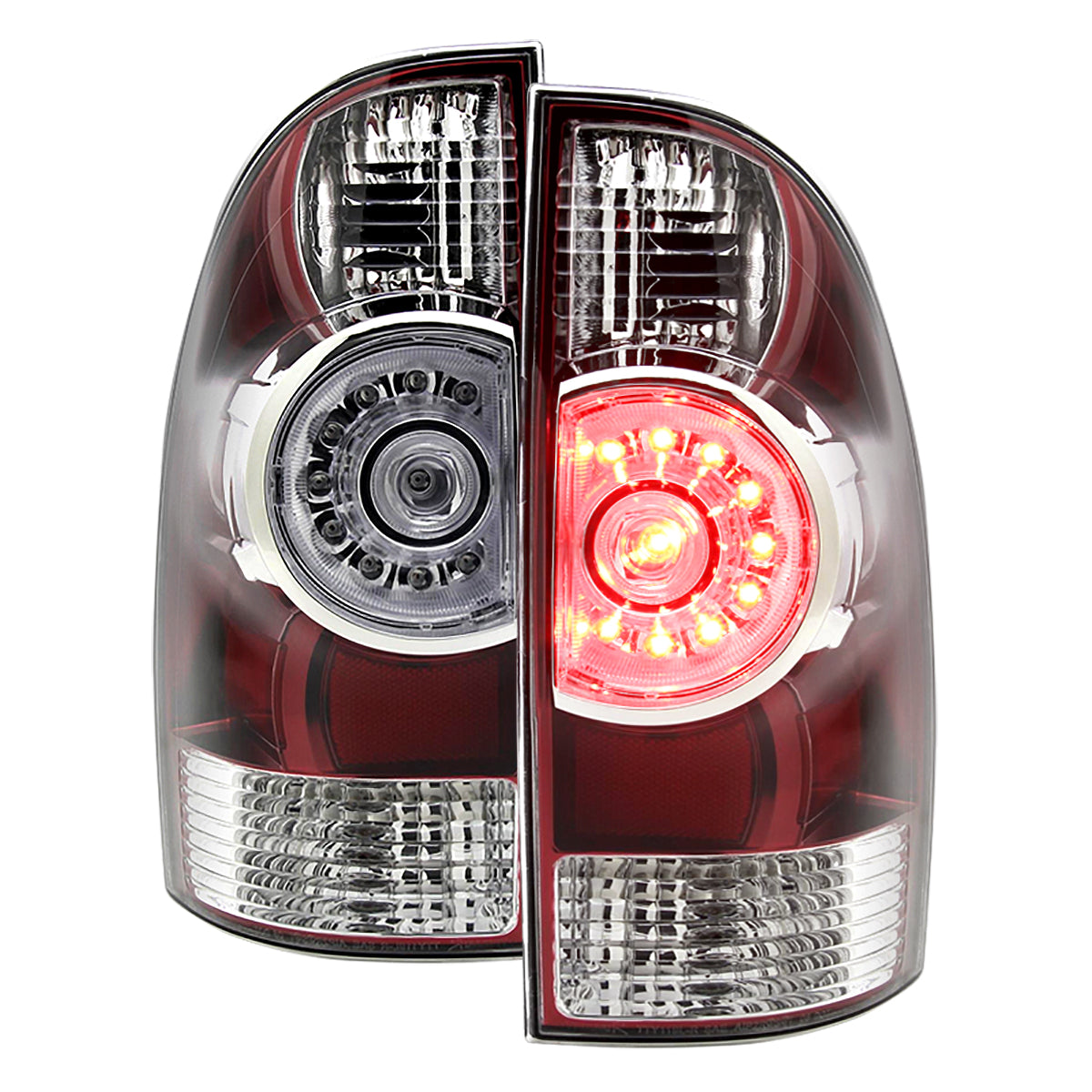 2005-2015 Toyota Tacoma LED Tail Lights (Chrome/Red Housing/Clear Lens)