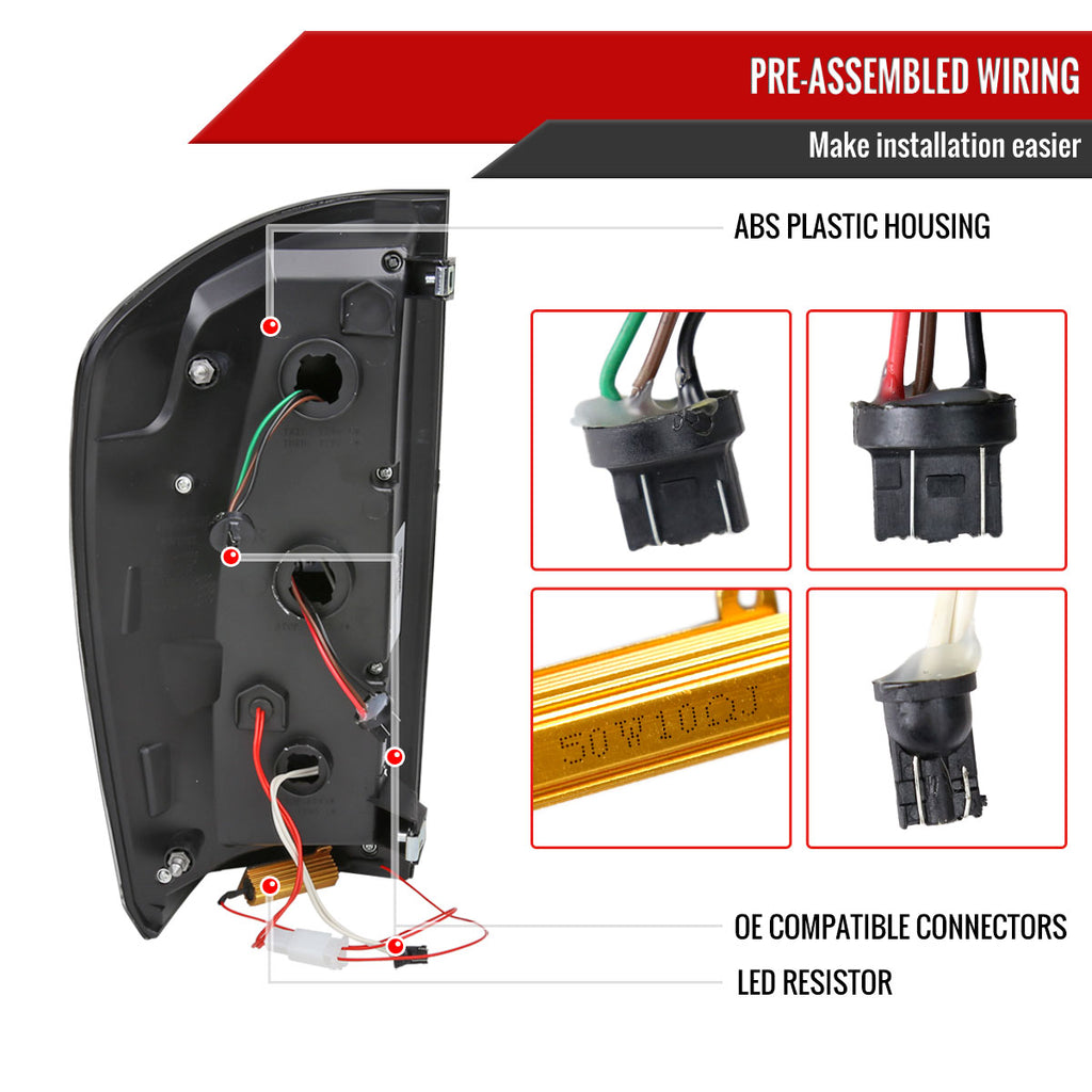 2016-2022 Toyota Tacoma Sequential Signal LED Tail Lights (Glossy Black Housing/Smoke Lens)