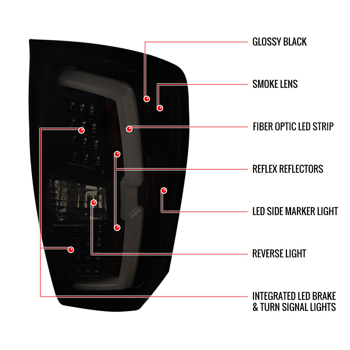 2016-2022 Toyota Tacoma LED Bar Tail Lights (Chrome Housing/Smoke Lens)
