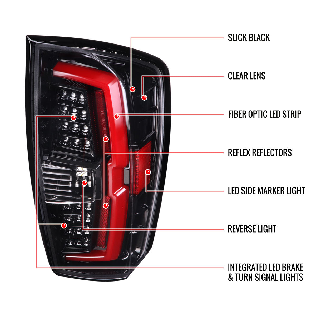2016-2022 Toyota Tacoma LED Bar Tail Lights (Jet Black Housing/Clear Lens)