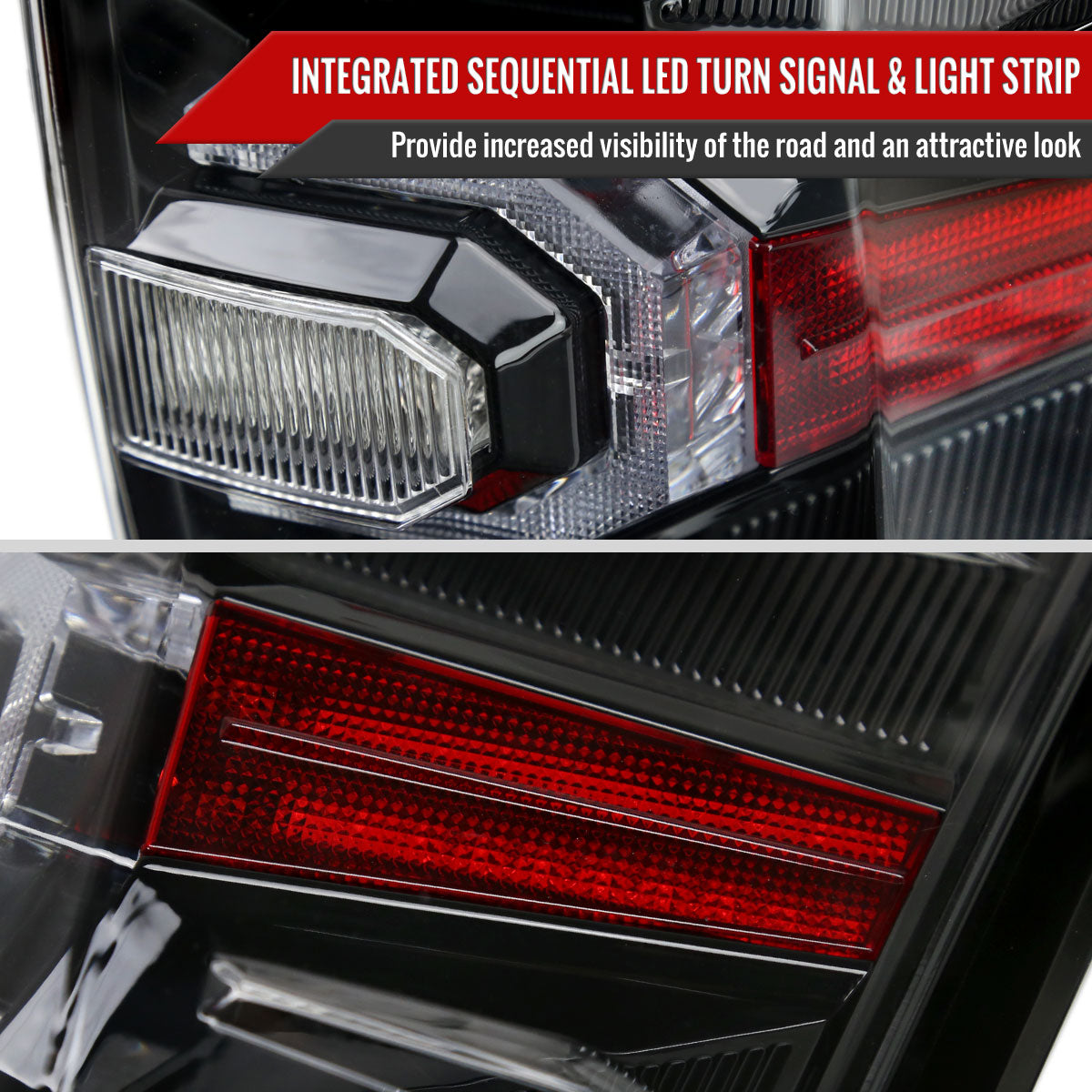 2016-2022 Toyota Tacoma Sequential Signal LED Tail Lights (Jet Black Housing/Clear Lens)
