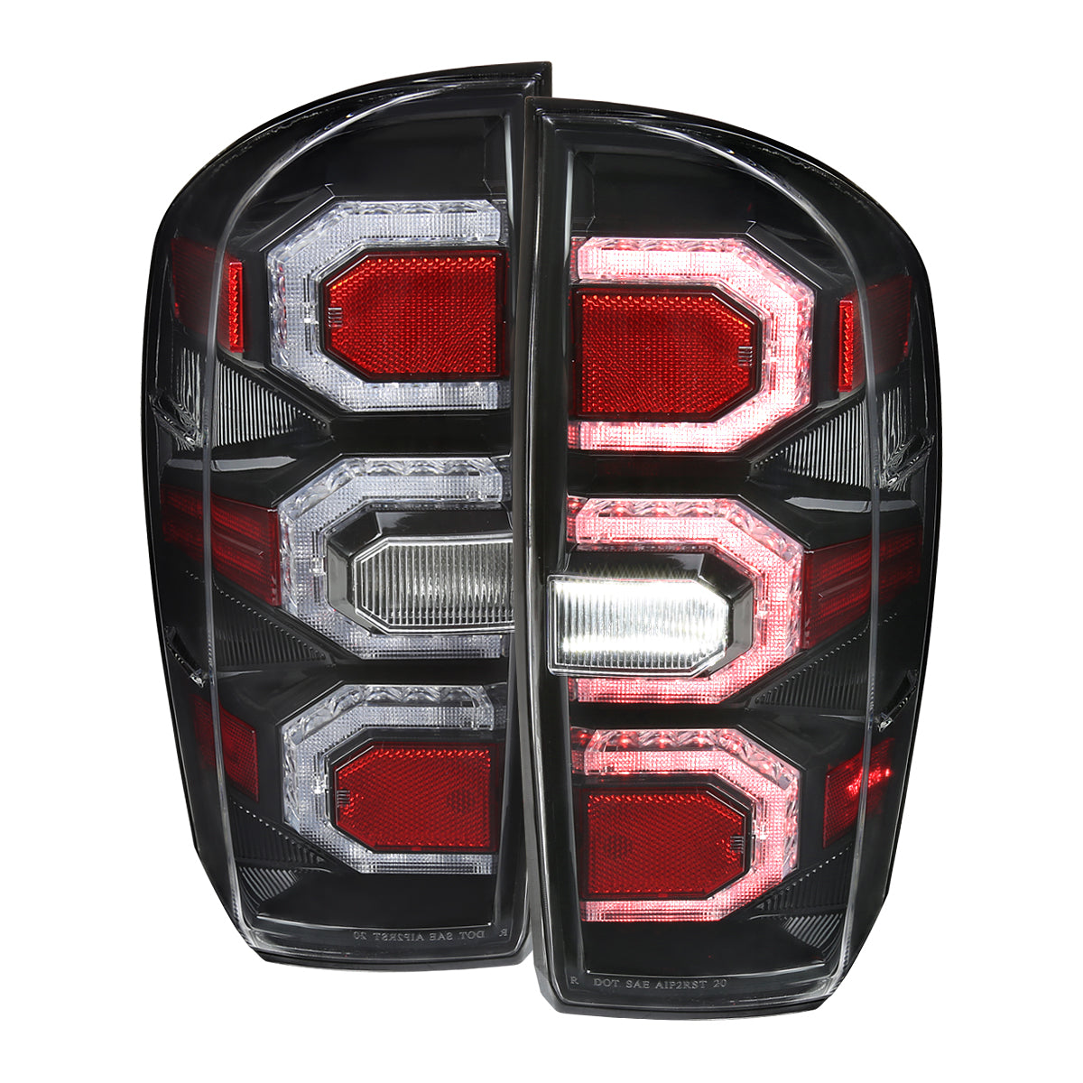 2016-2022 Toyota Tacoma Sequential Signal LED Tail Lights (Jet Black Housing/Clear Lens)