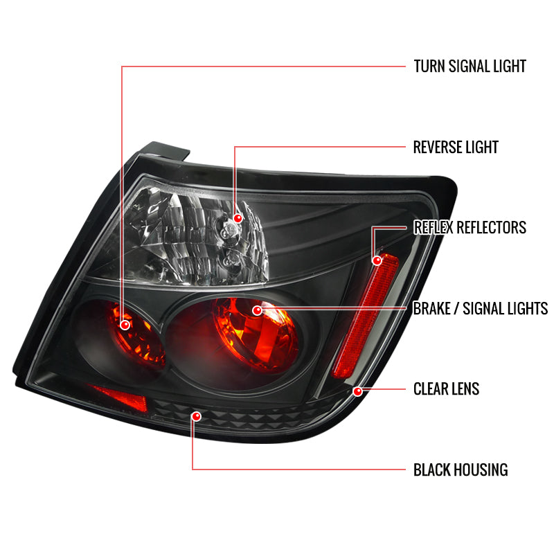 2004-2010 Scion tC Factory Style Tail Lights (Matte Black Housing/Clear Lens)