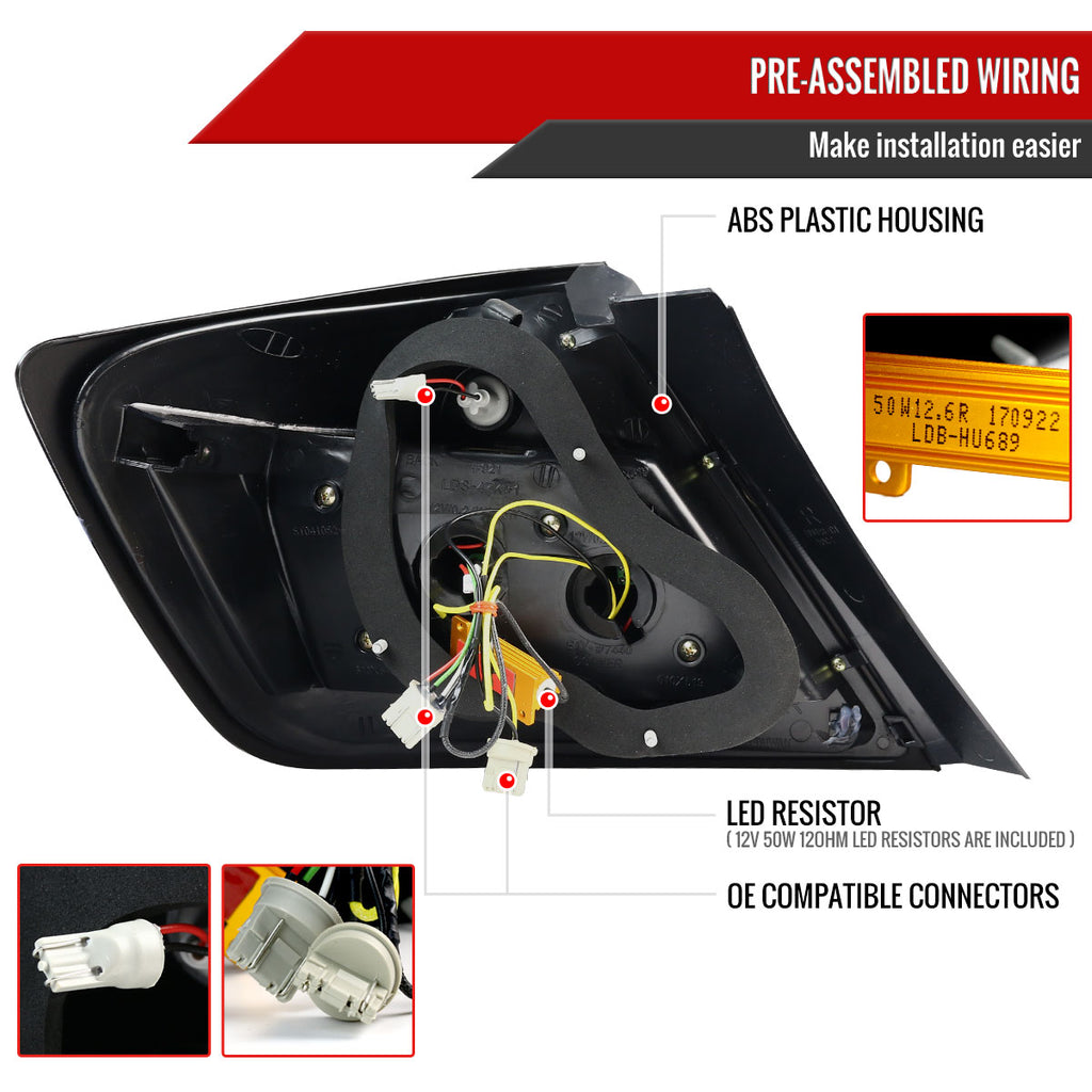 2004-2010 Scion tC V2 Style LED Tail Lights (Matte Black Housing/Clear Lens)