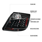 2004-2010 Scion tC V2 Style LED Tail Lights (Matte Black Housing/Clear Lens)