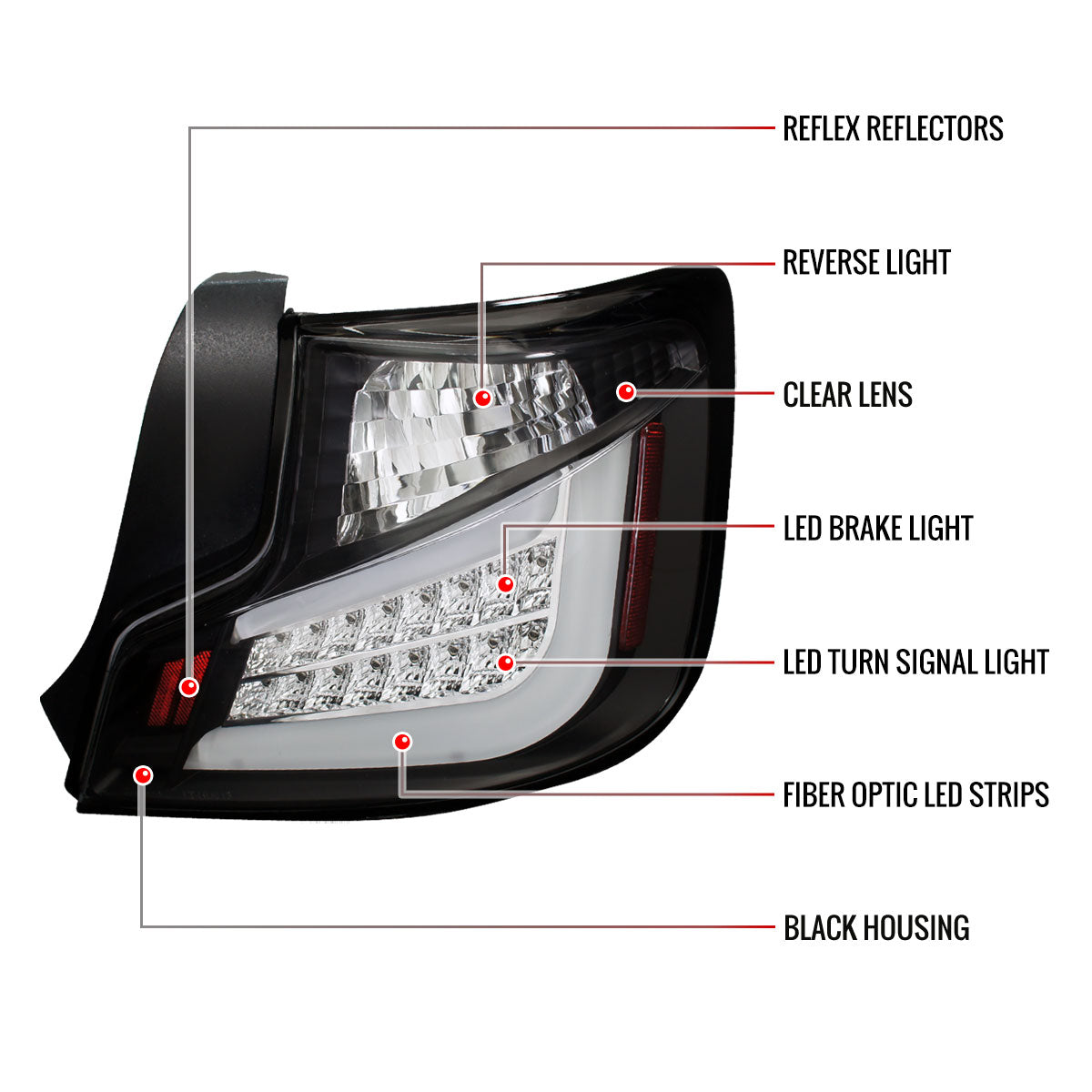 2011-2013 Scion tC LED Tail Lights (Matte Black Housing/Clear Lens)