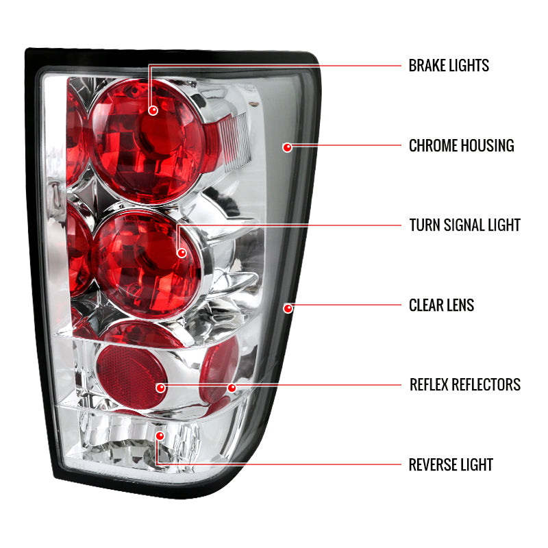 2004-2015 Nissan Titan Tail Lights (Chrome Housing/Clear Lens)