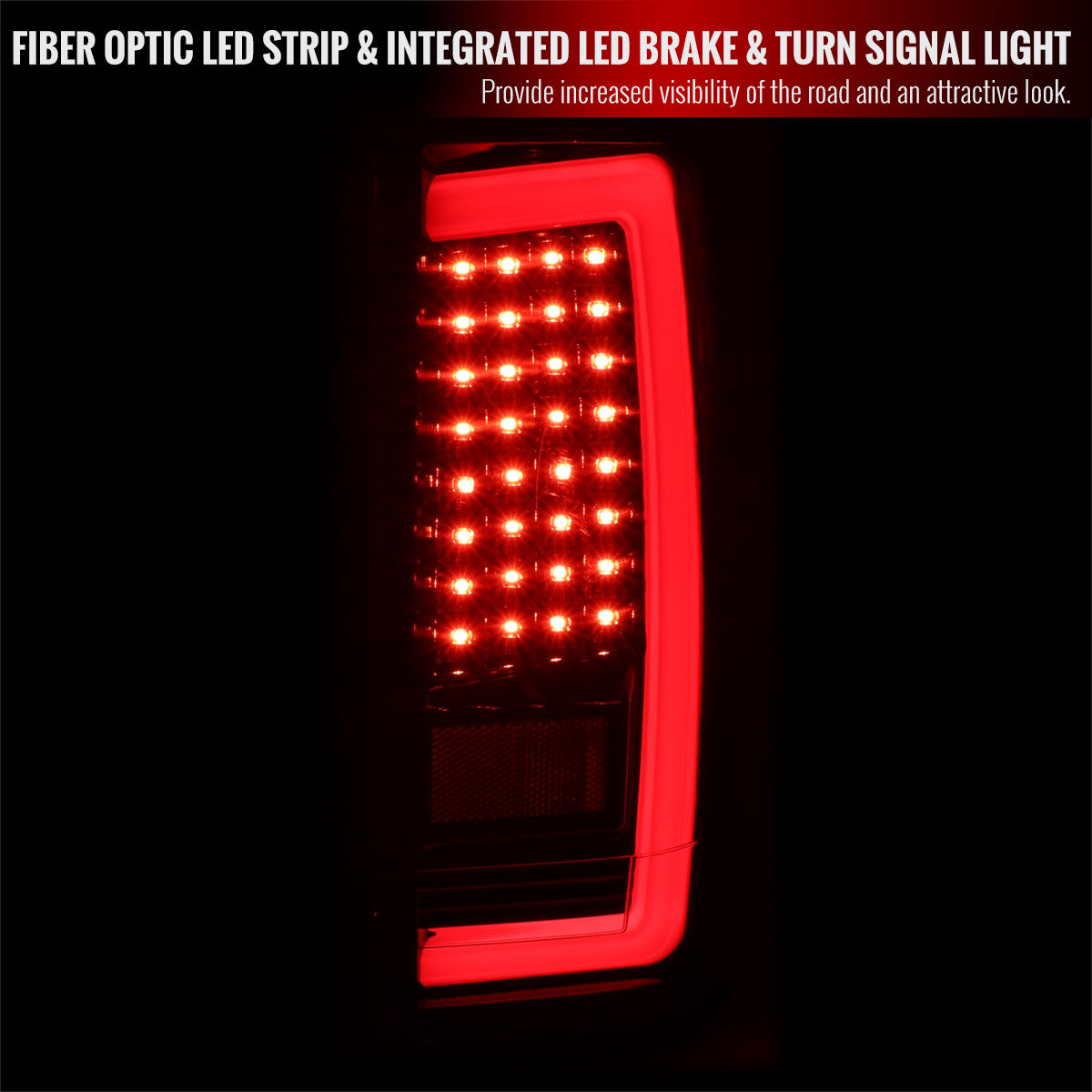 2004-2015 Nissan Titan LED Tail Lights with Red LED Tube (Jet Black Housing/Clear Lens)