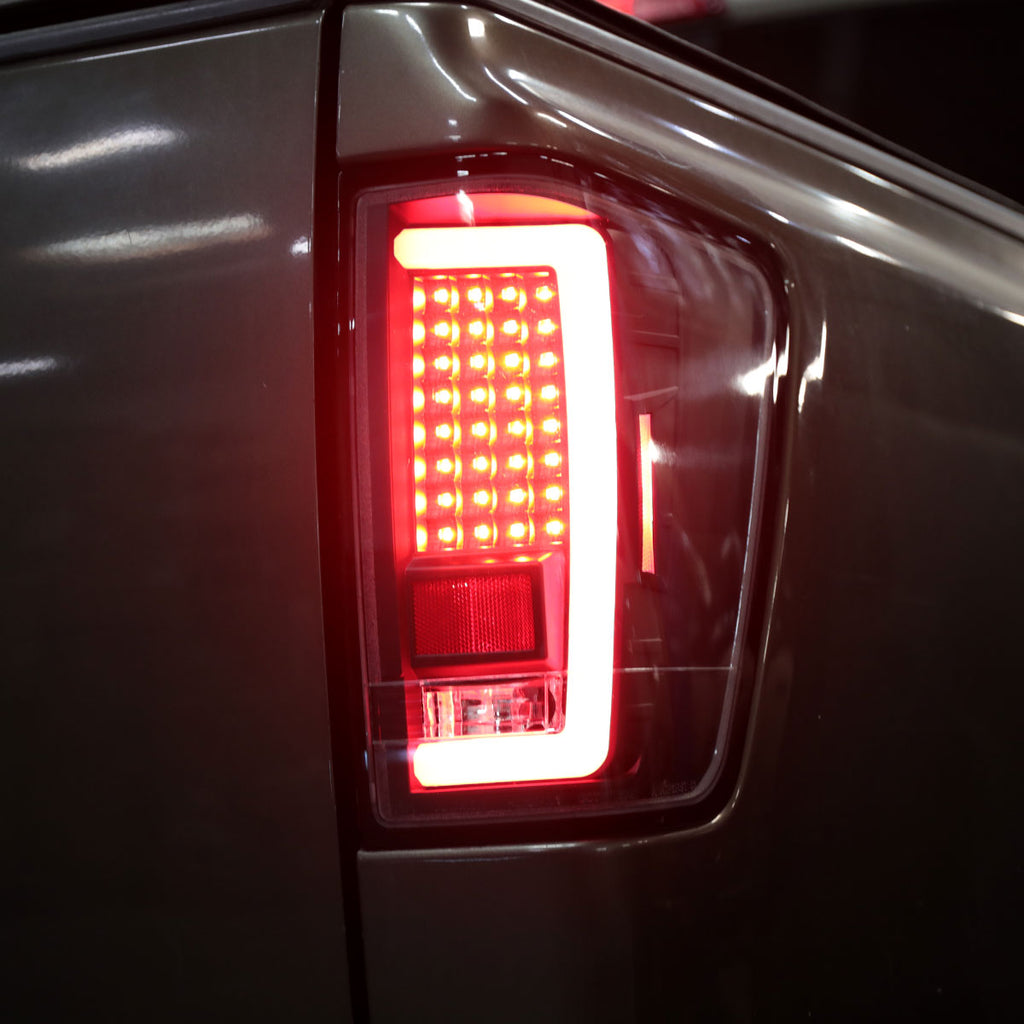 2004-2015 Nissan Titan LED Tail Lights with Red LED Tube (Matte Black Housing/Clear Lens)