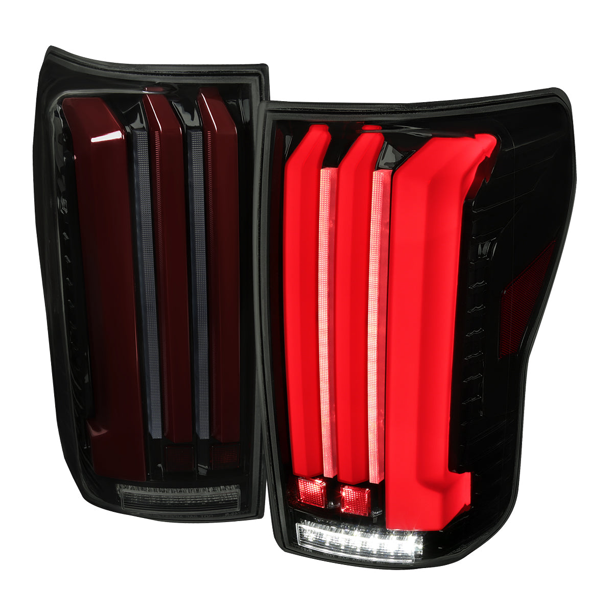 2007-2013 Toyota Tundra Sequential Red LED Bar Tail Lights (Glossy Black Housing/Smoke Lens)