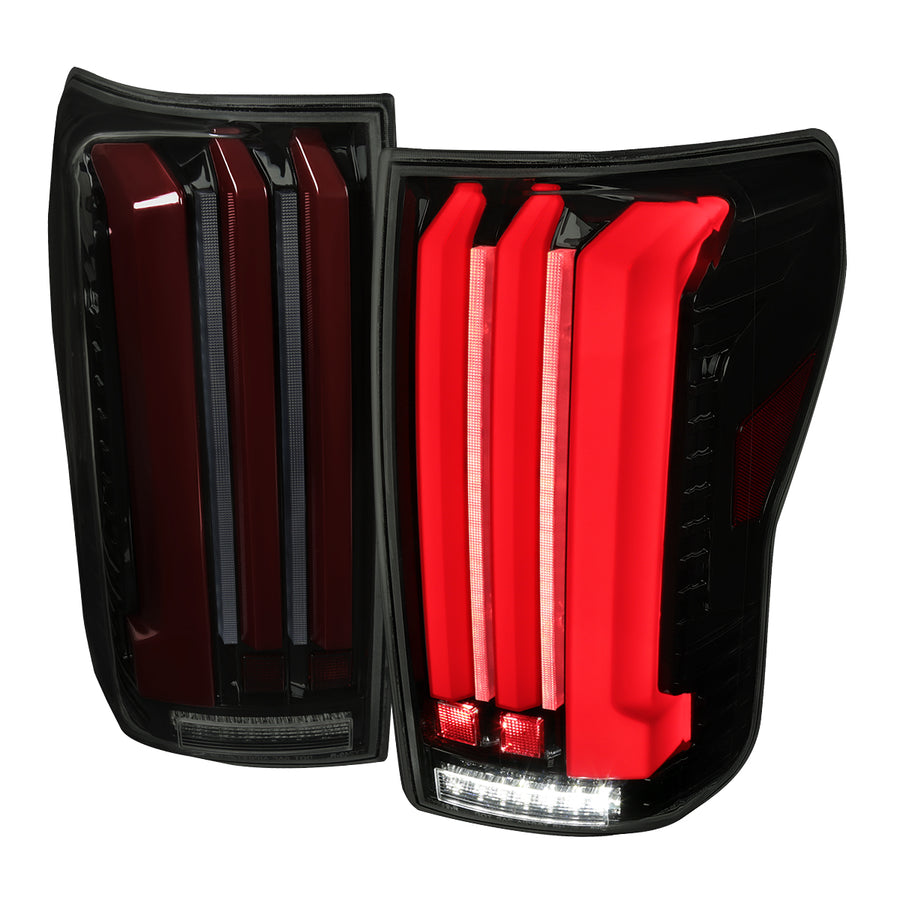 2007-2013 Toyota Tundra Sequential Red LED Bar Tail Lights (Glossy Black Housing/Smoke Lens)