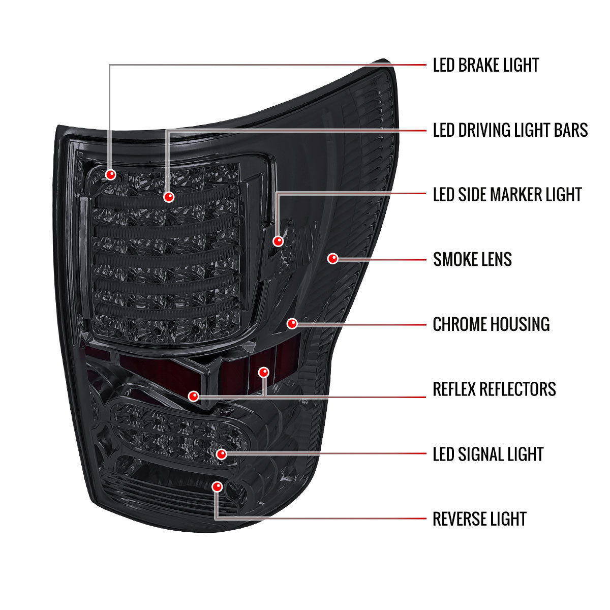 2007-2013 Toyota Tundra LED Tail Lights (Chrome Housing/Smoke Lens)