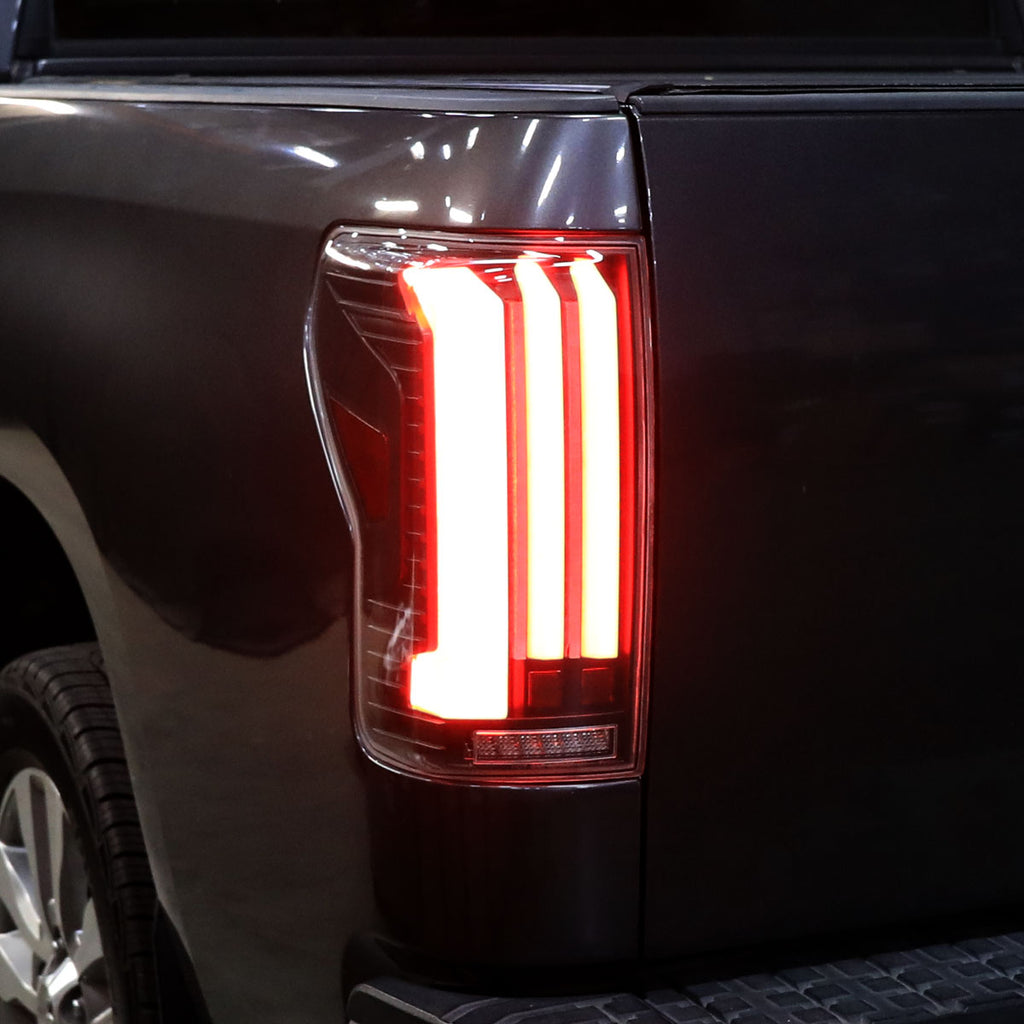 2007-2013 Toyota Tundra Sequential White LED Bar Tail Lights (Matte Black Housing/Clear Lens)