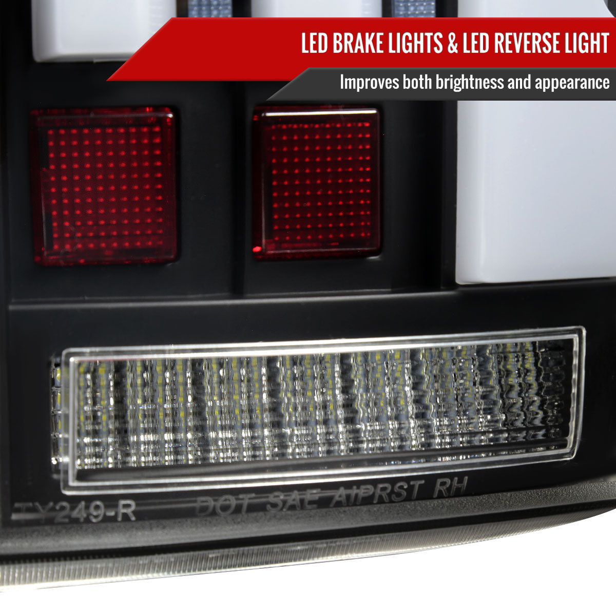 2007-2013 Toyota Tundra Sequential White LED Bar Tail Lights (Matte Black Housing/Clear Lens)