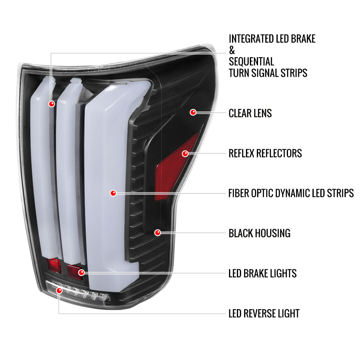 2007-2013 Toyota Tundra Sequential White LED Bar Tail Lights (Matte Black Housing/Clear Lens)