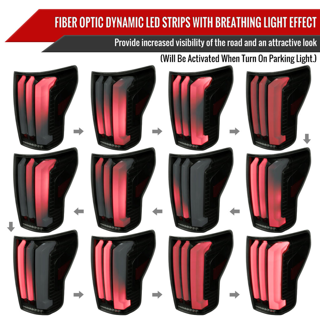 2007-2013 Toyota Tundra Sequential White LED Bar Tail Lights (Matte Black Housing/Smoke Lens)