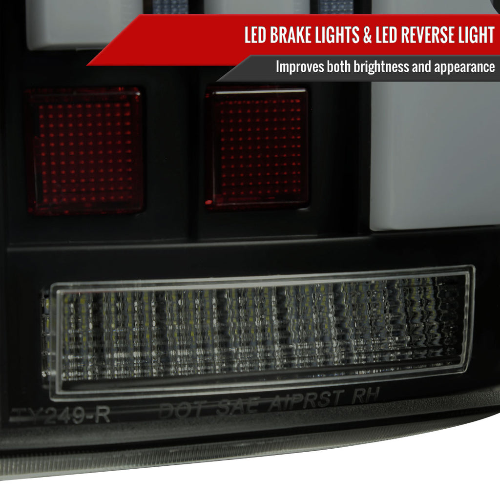 2007-2013 Toyota Tundra Sequential White LED Bar Tail Lights (Matte Black Housing/Smoke Lens)