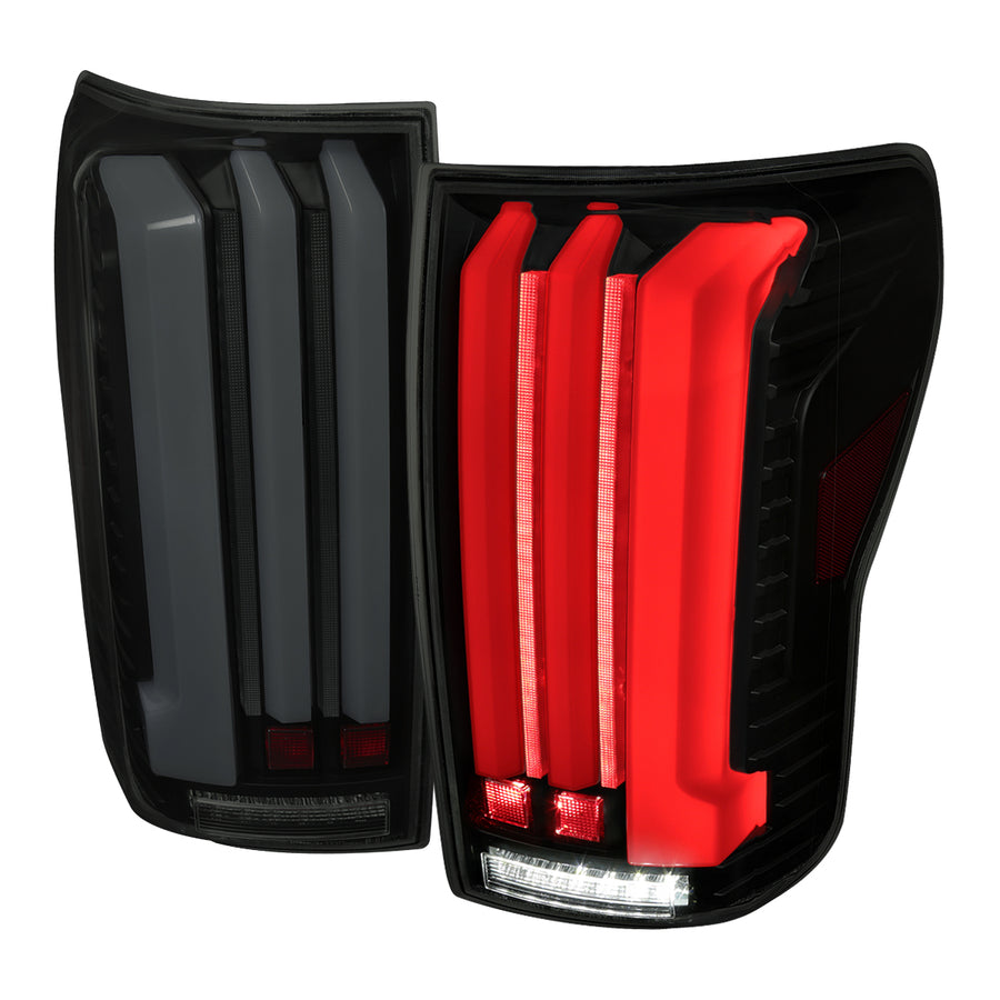 2007-2013 Toyota Tundra Sequential White LED Bar Tail Lights (Matte Black Housing/Smoke Lens)