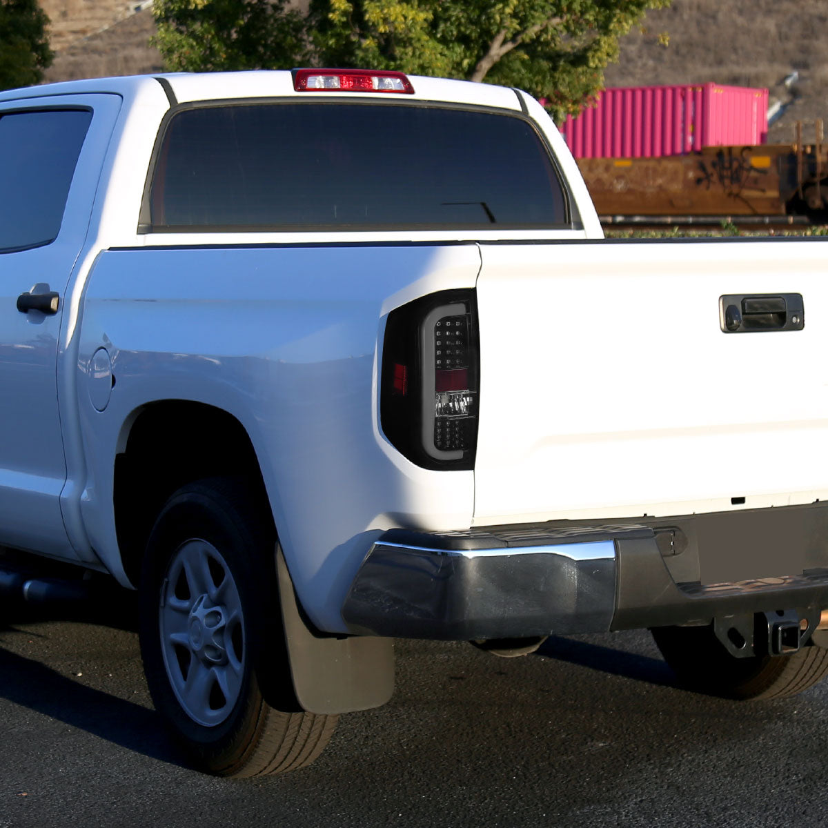 2014-2021 Toyota Tundra White Bar Sequential LED Tail Lights (Glossy Black Housing/Smoke Lens)