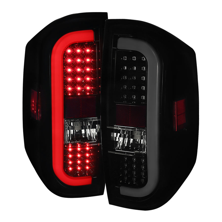 2014-2021 Toyota Tundra White Bar Sequential LED Tail Lights (Glossy Black Housing/Smoke Lens)