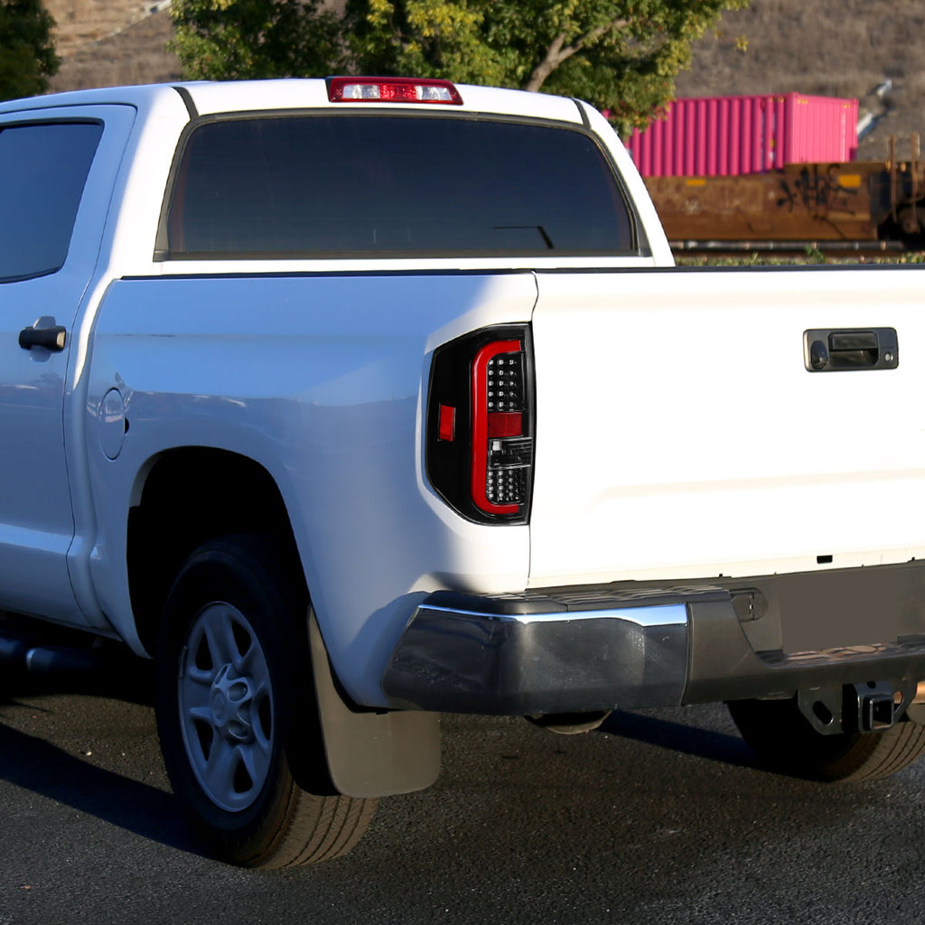 2014-2021 Toyota Tundra Red Bar Sequential LED Tail Lights (Jet Black Housing/Clear Lens)