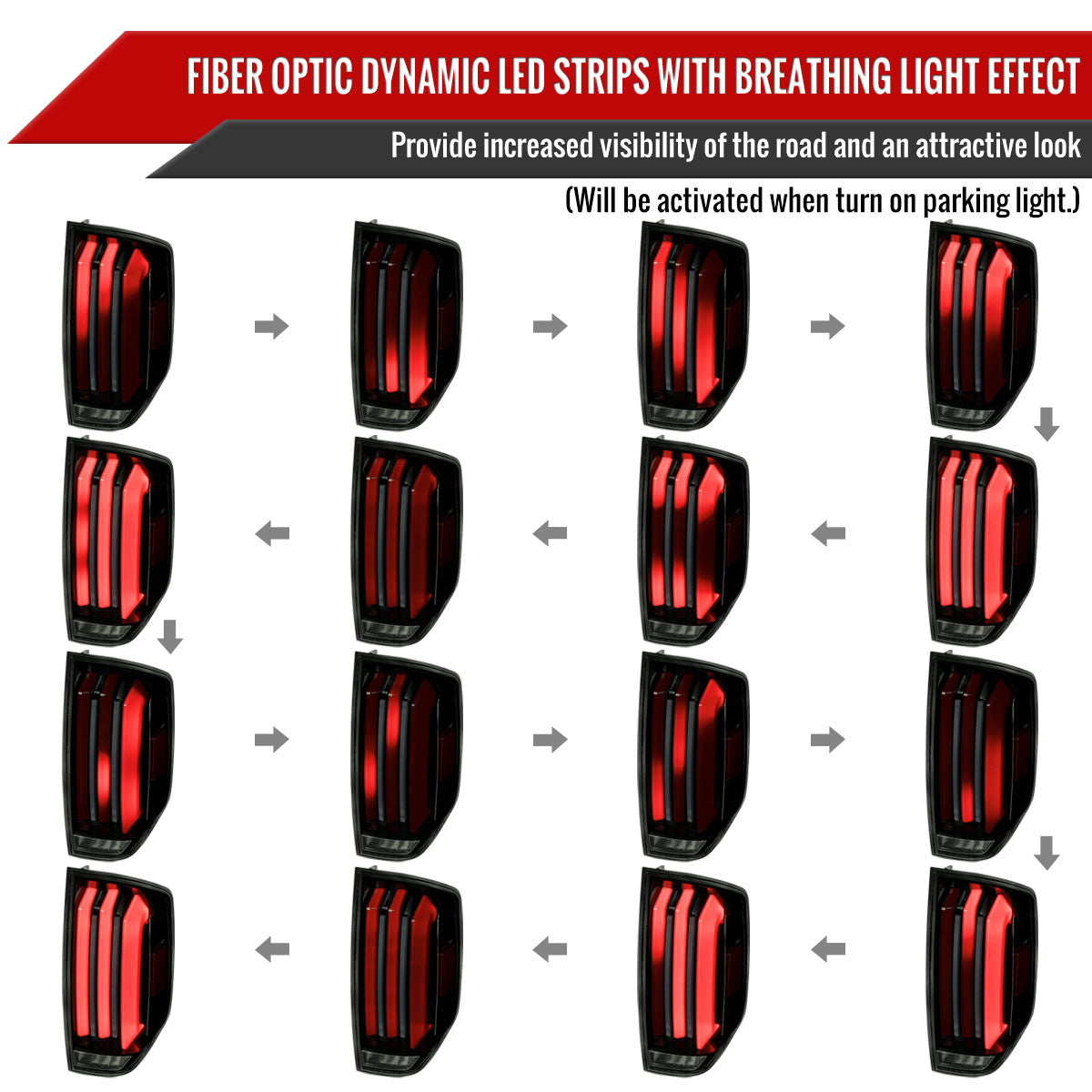 2014-2021 Toyota Tundra Facelift Style Full LED Tail Lights with Sequential Turn Signal (Jet Black Housing/Smoke Lens)