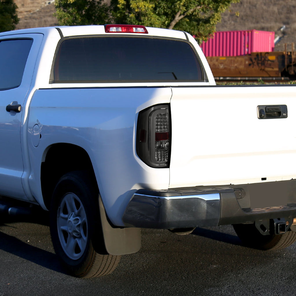 2014-2021 Toyota Tundra White Bar Sequential LED Tail Lights (Chrome Housing/Smoke Lens)