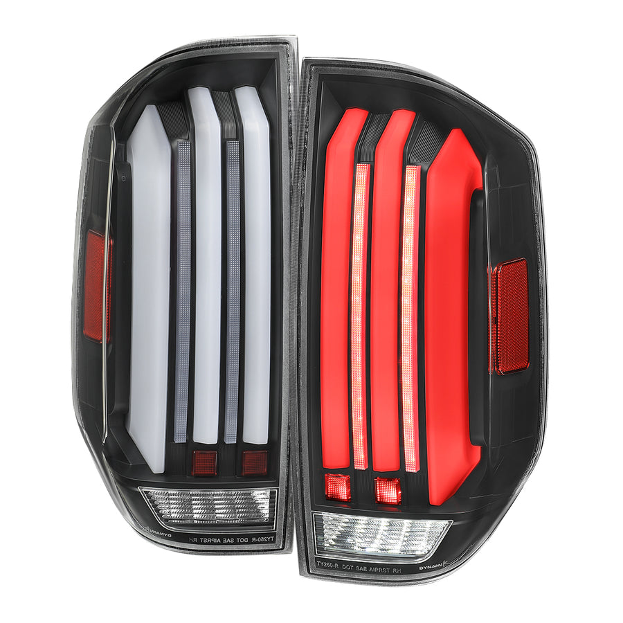2014-2021 Toyota Tundra Facelift Style Full LED Tail Lights with Sequential Turn Signal (Matte Black Housing/Clear Lens)