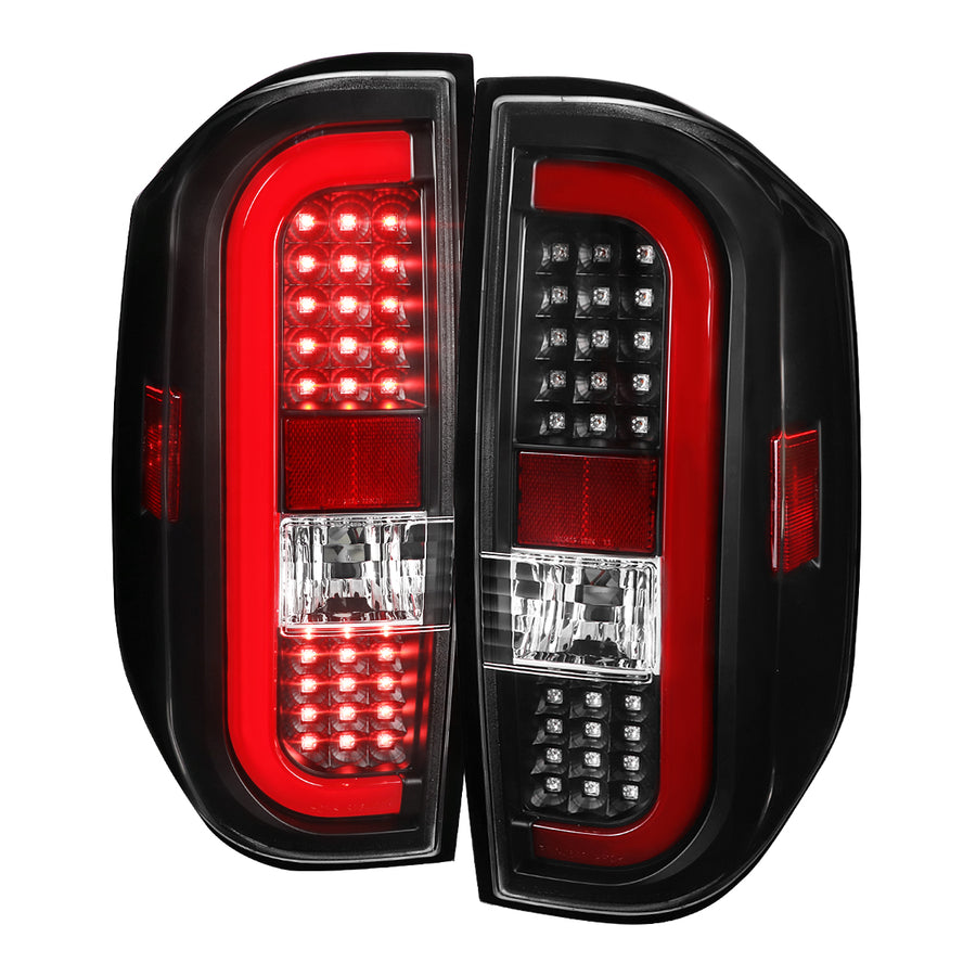 2014-2021 Toyota Tundra Red Bar Sequential LED Tail Lights (Matte Black Housing/Clear Lens)