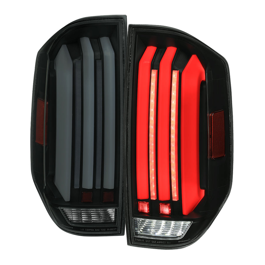 2014-2021 Toyota Tundra Facelift Style Full LED Tail Lights with Sequential Turn Signal (Matte Black Housing/Smoke Lens)