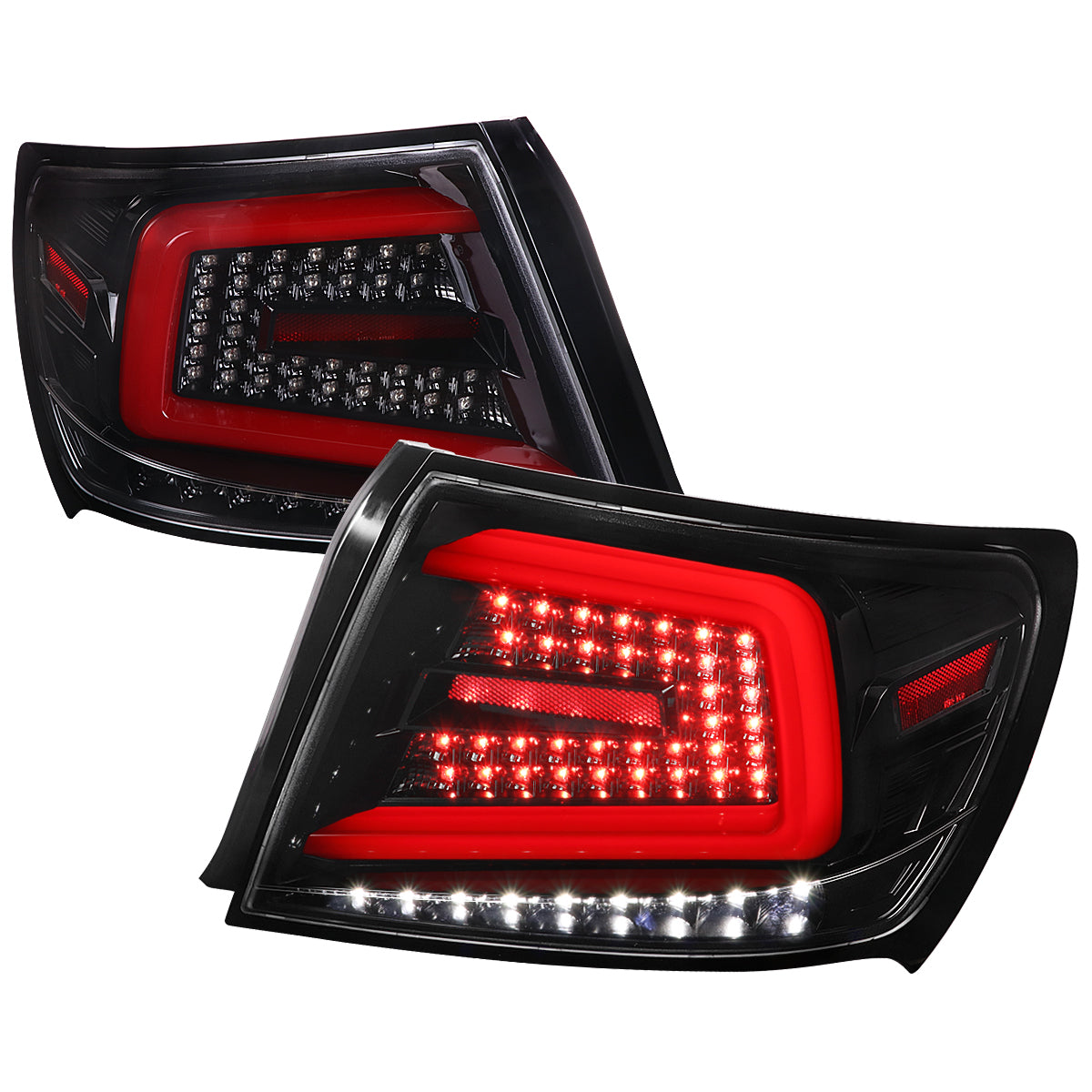 2008-2014 Subaru Impreza WRX/STI LED Sequential Turn Signal Tail Lights(Jet Black Housing/Clear Lens)