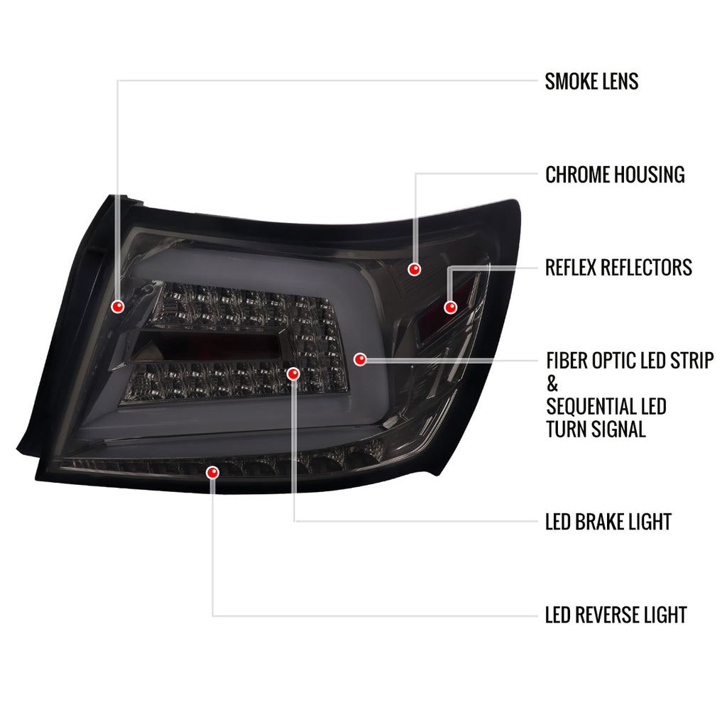 2008-2014 Subaru Impreza WRX/STI LED Sequential Turn Signal Tail Lights(Chrome Housing/Smoke Lens)