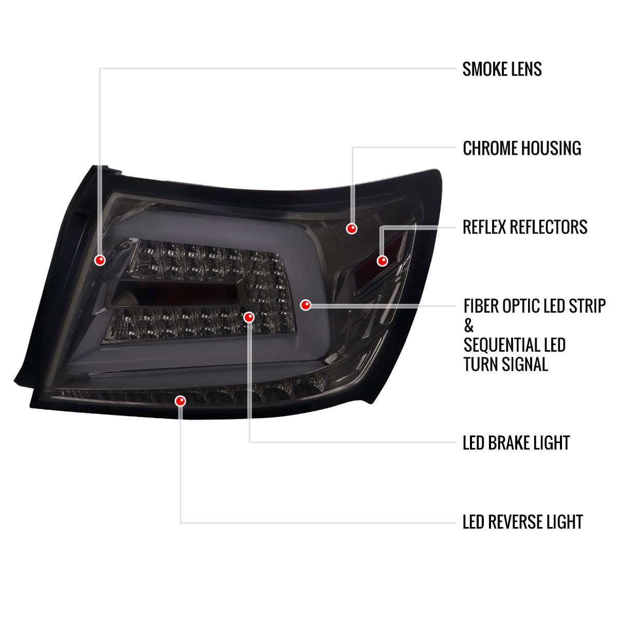 2008-2014 Subaru Impreza WRX/STI LED Sequential Turn Signal Tail Lights(Chrome Housing/Smoke Lens)