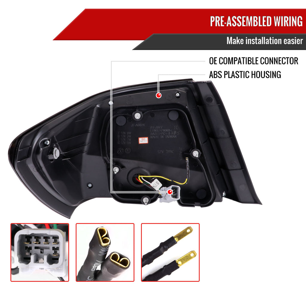 2008-2014 Subaru Impreza WRX/STI LED Sequential Turn Signal Tail Lights(Matte Black Housing/Clear Lens)