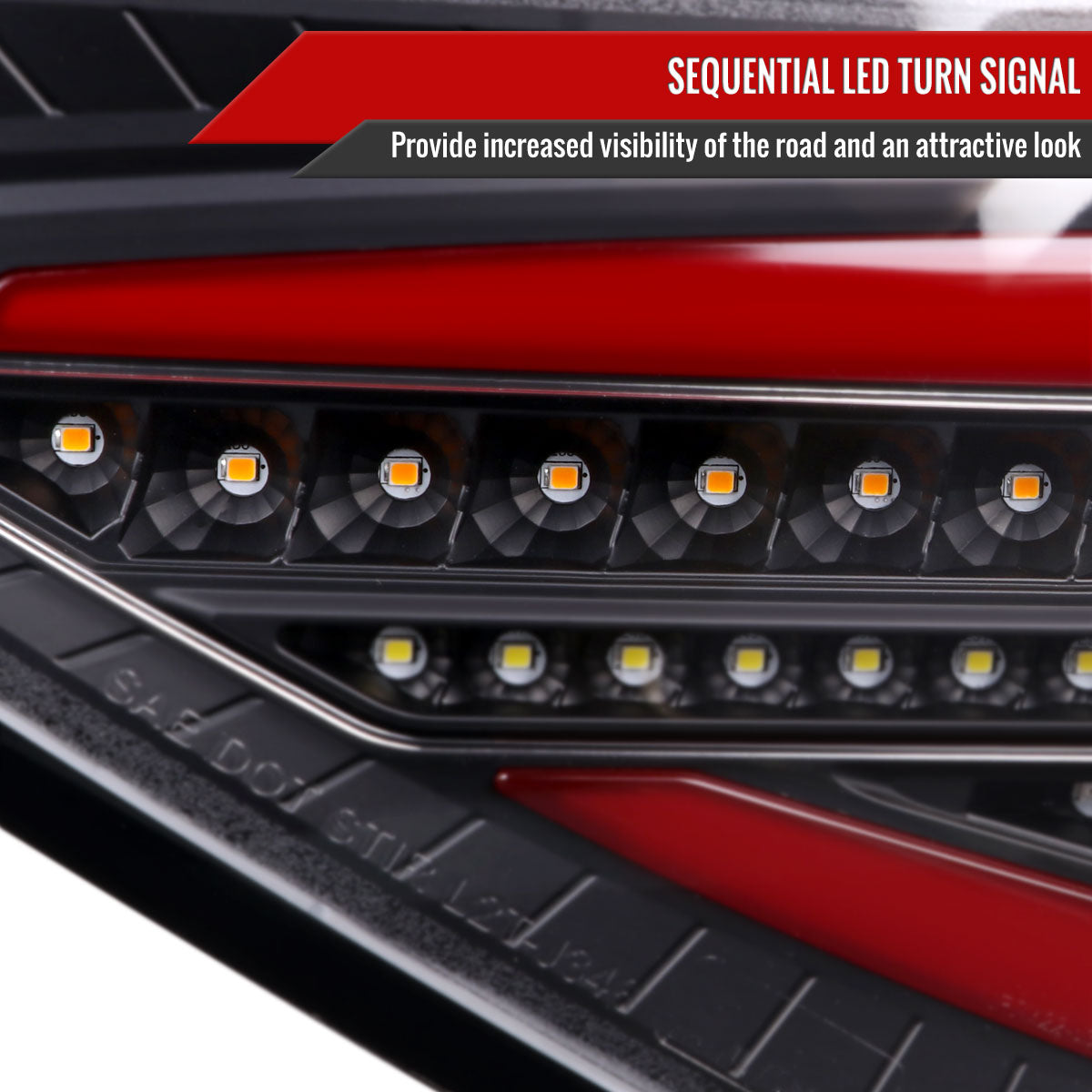 2008-2014 Subaru Impreza WRX Hatchback LED Red Sequential Tube Tail Lights(Matte Black Housing/Clear Lens)