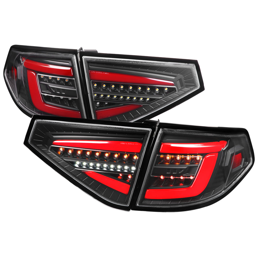 2008-2014 Subaru Impreza WRX Hatchback LED Red Sequential Tube Tail Lights(Matte Black Housing/Clear Lens)