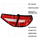 2008-2014 Subaru Impreza WRX Hatchback LED Sequential Tube Tail Lights(Chrome Housing/Red Lens)