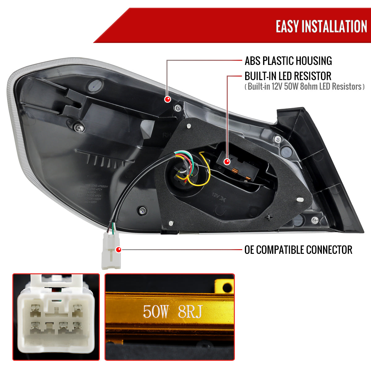 2015-2021 Subaru WRS STi Tail Light w/ Sequential Turn Signal LED Strip and LED Side Marker Brake Reverse (Black Housing / Clear Lens)
