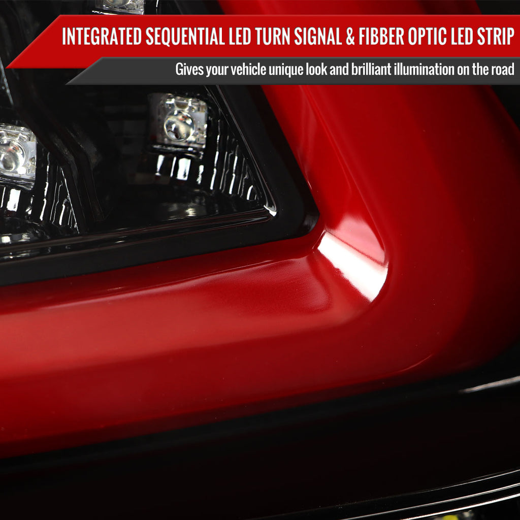 2015-2021 Subaru WRX Sequential Red Bar LED Tail Lights (Jet Black Housing/Clear Lens)